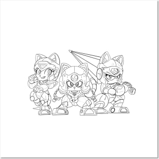 samurai pizza cats skech line art ecopop Posters and Art